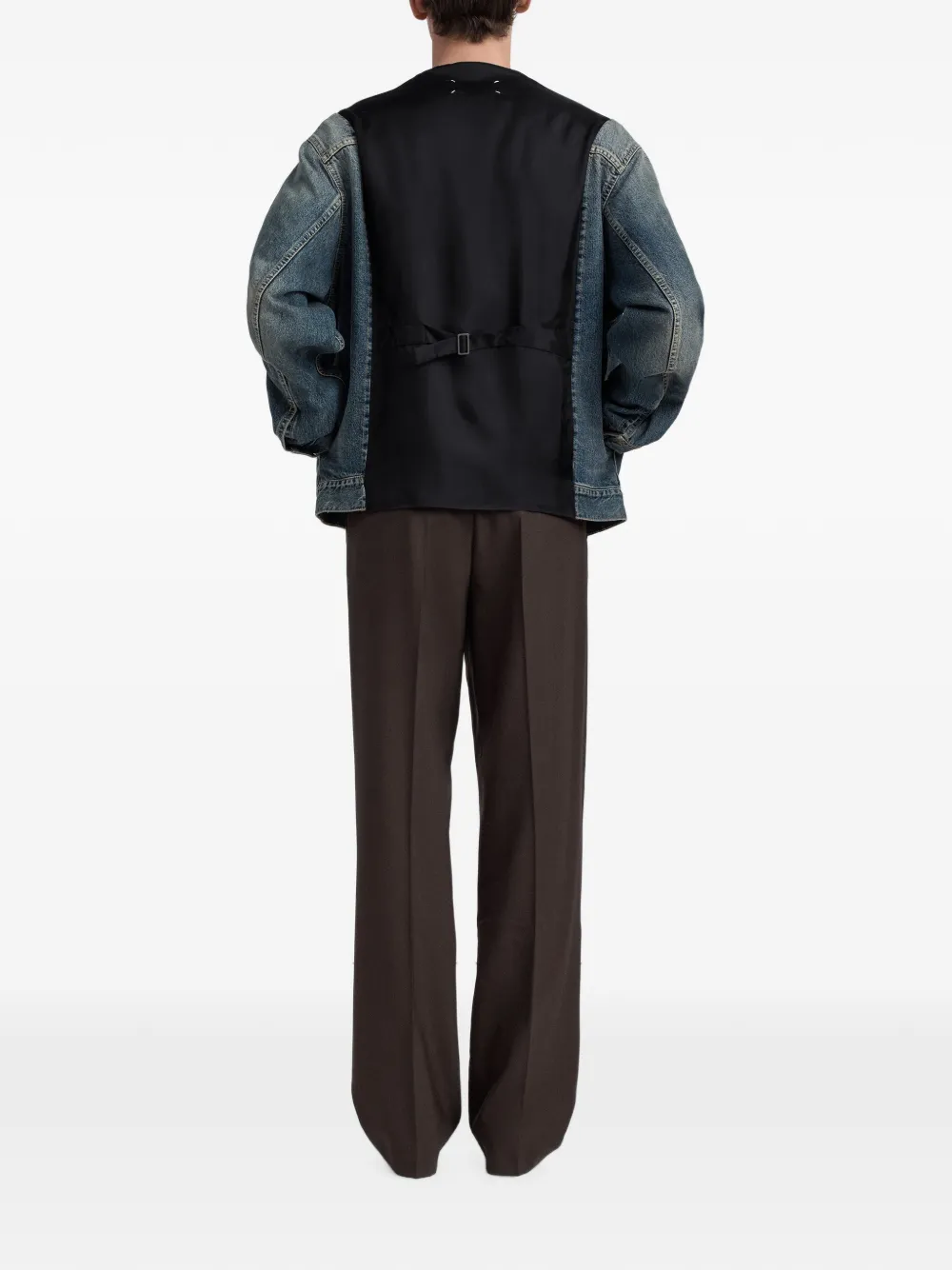 Maison Margiela Denim jack met twee materialen Blauw