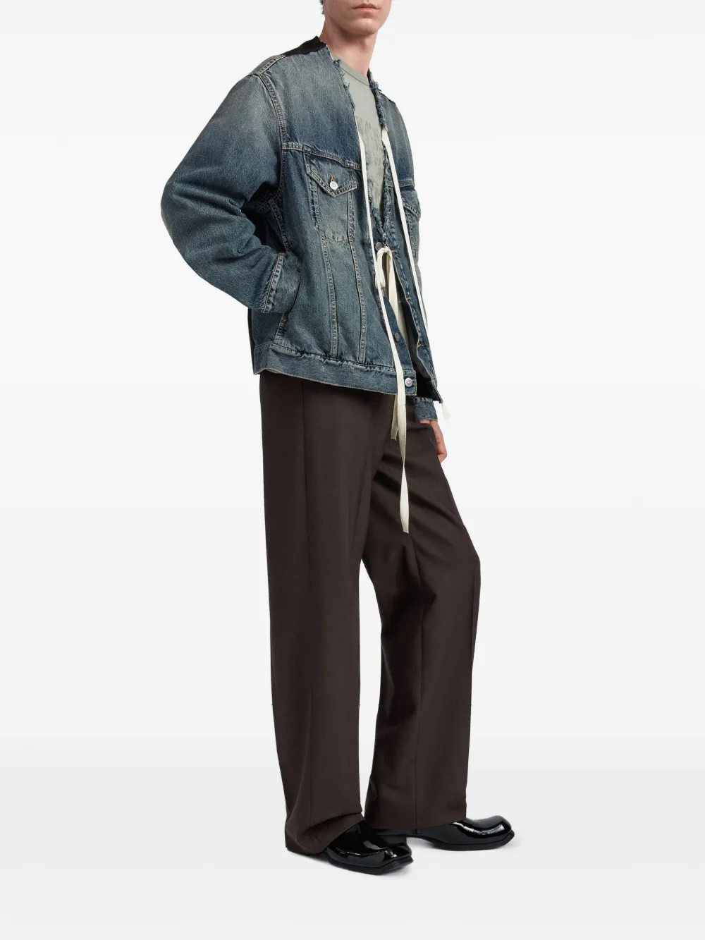 Maison Margiela Denim jack met twee materialen Blauw