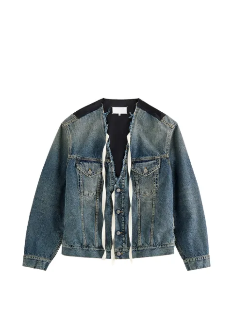 Maison Margiela distressed collarless denim jacket