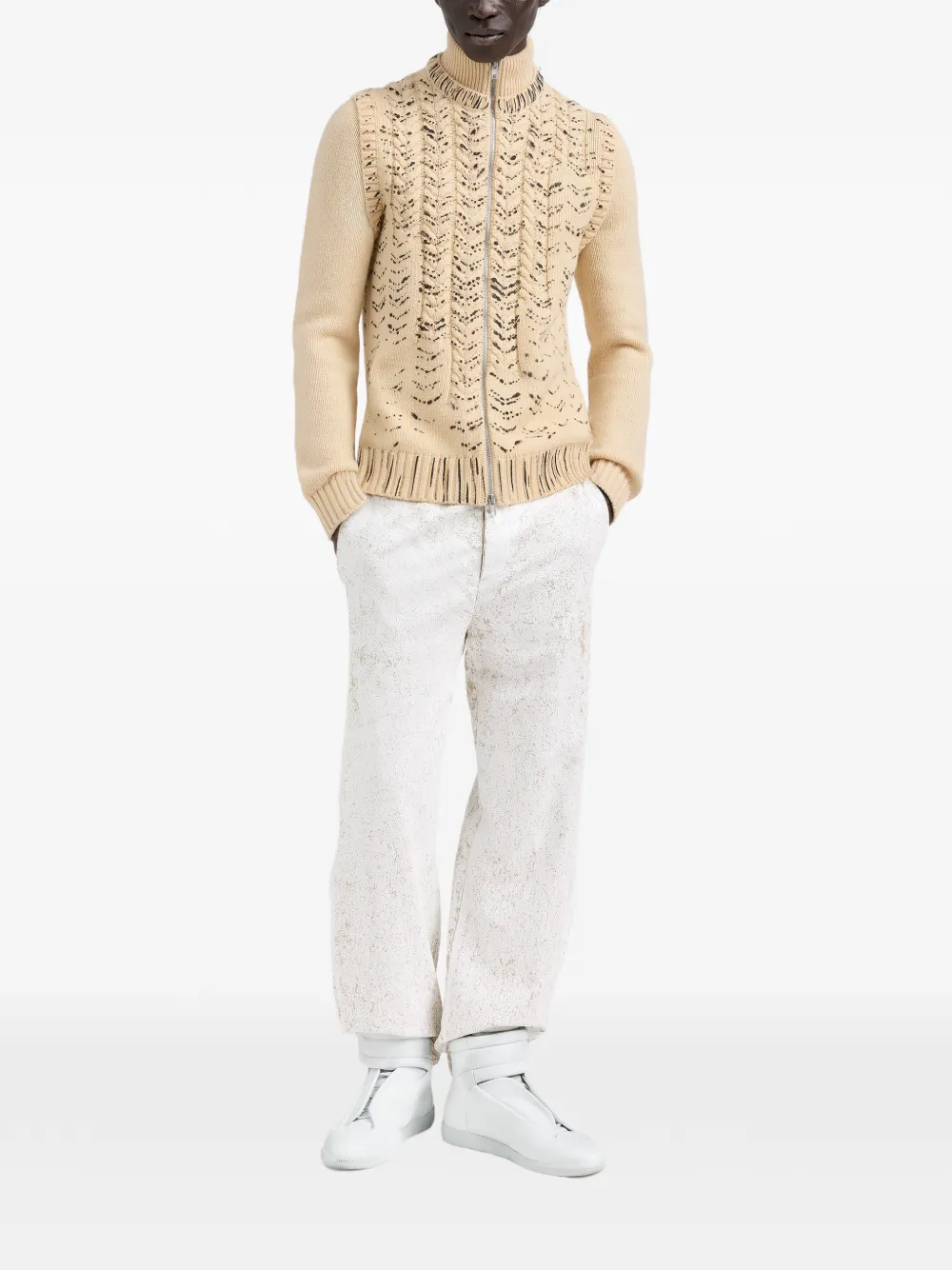 Maison Margiela Vest met inktprint en rits Beige