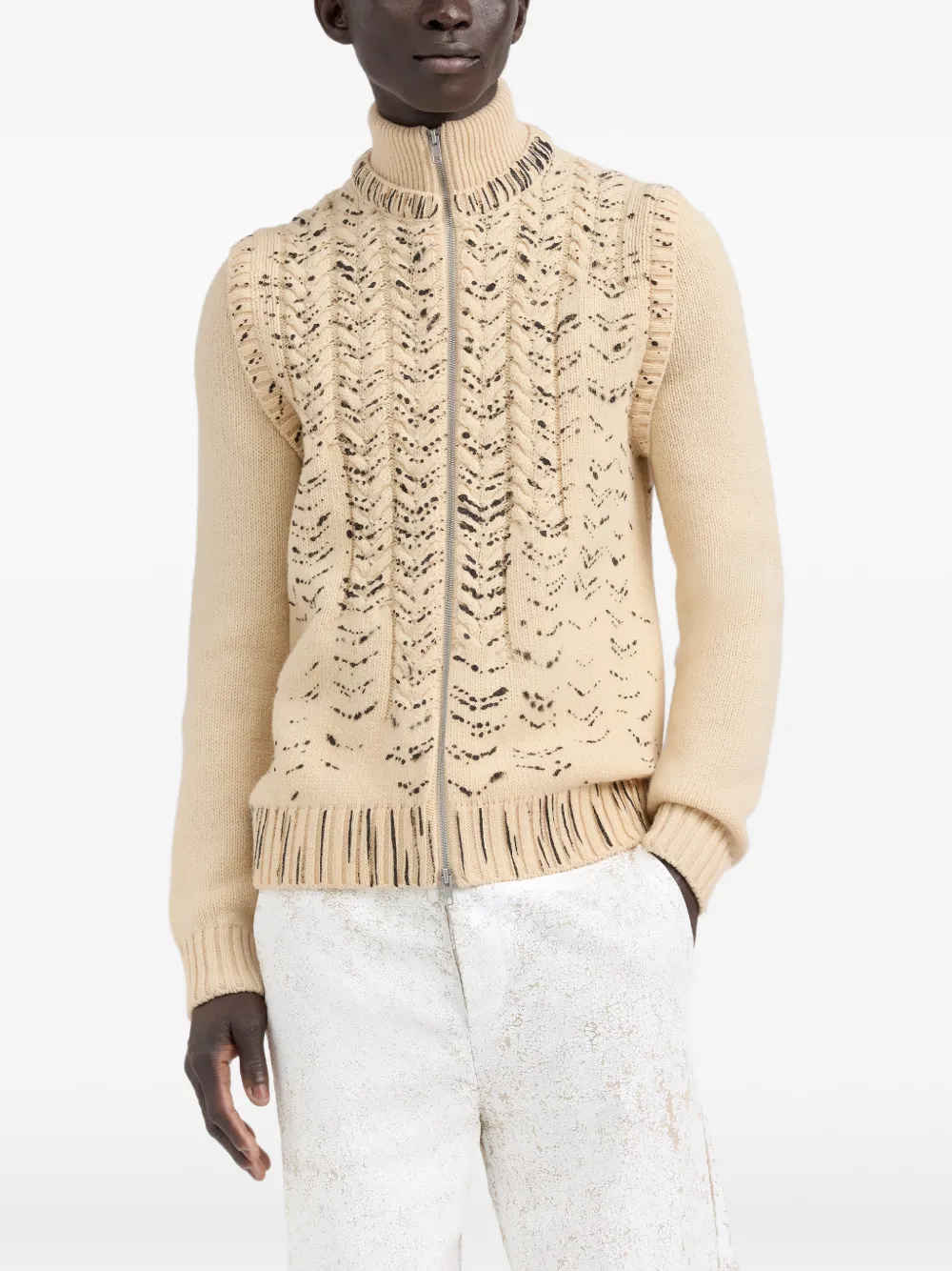 Maison Margiela Vest met inktprint en rits Beige