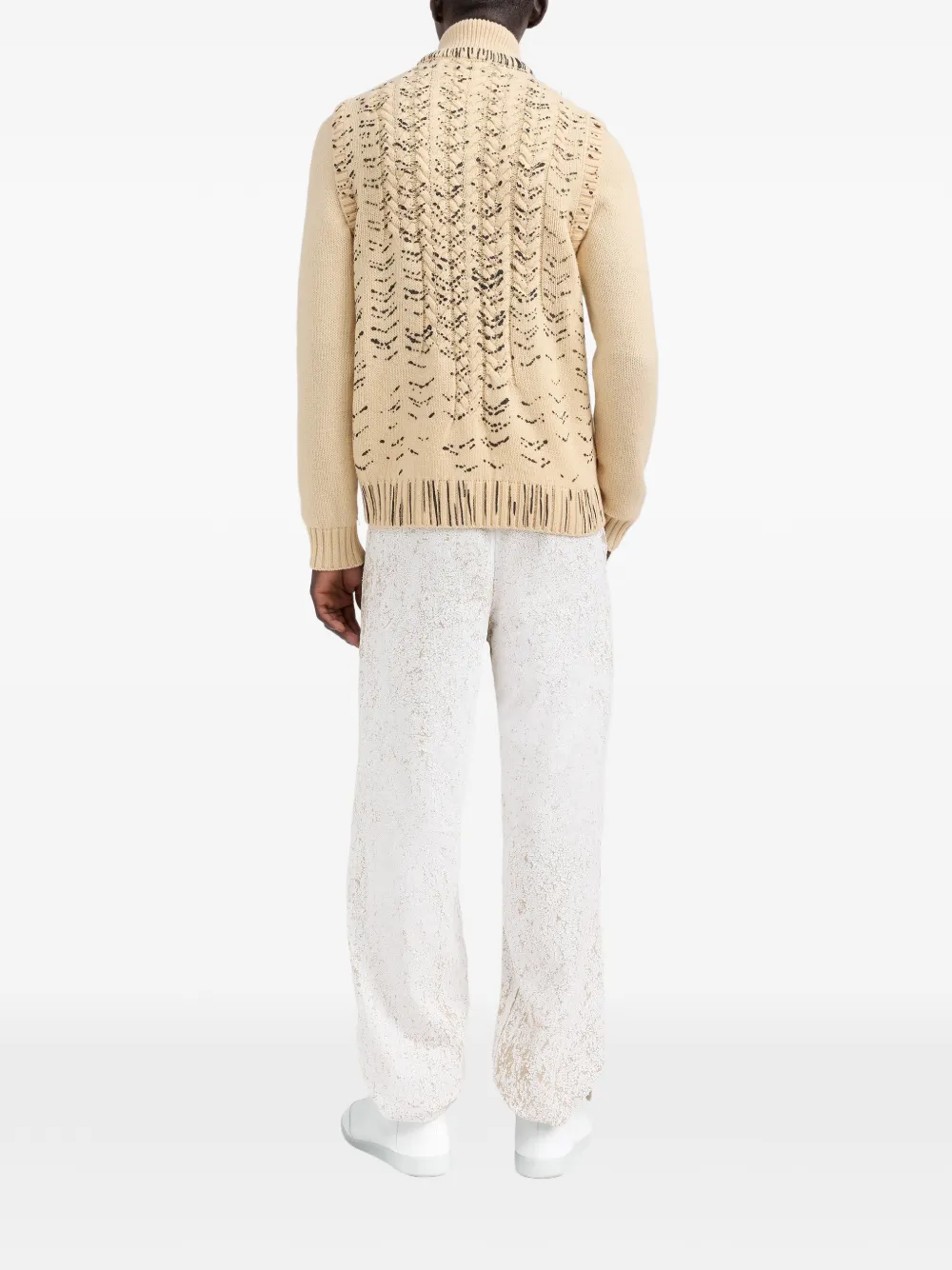 Maison Margiela Vest met inktprint en rits Beige