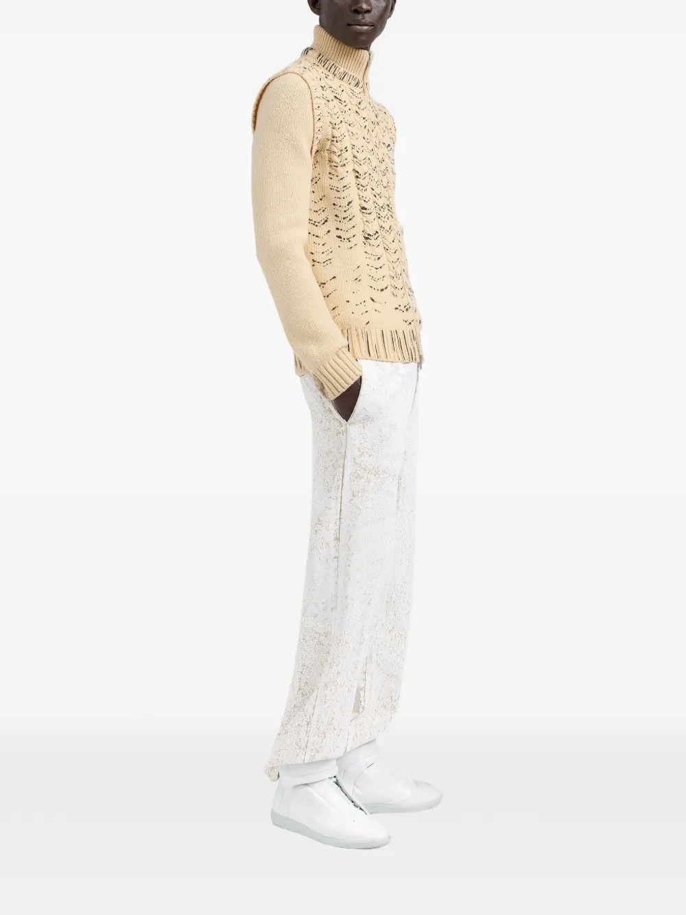 Maison Margiela Vest met inktprint en rits Beige