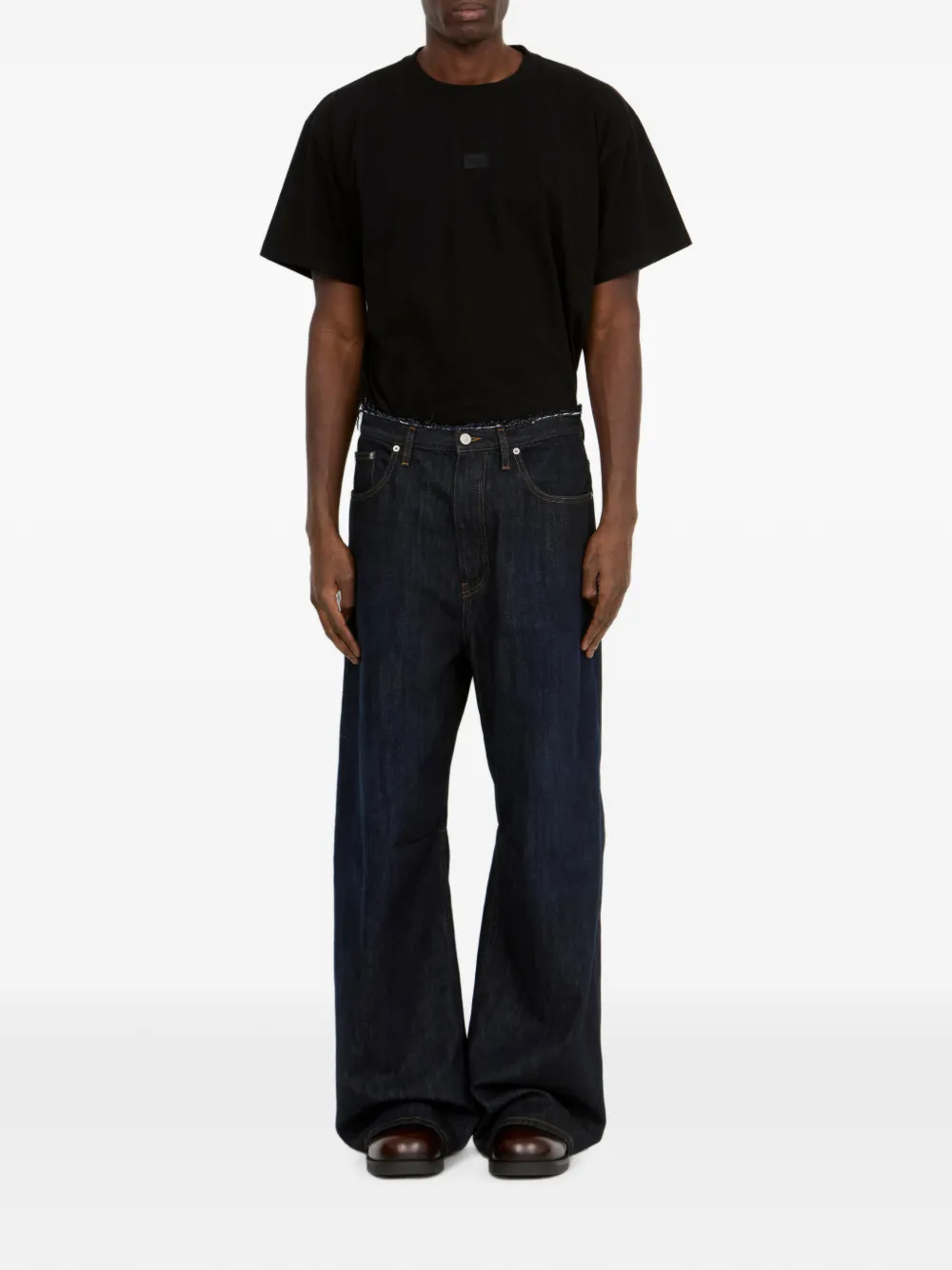 MM6 Maison Margiela frayed wide-leg jeans Blauw