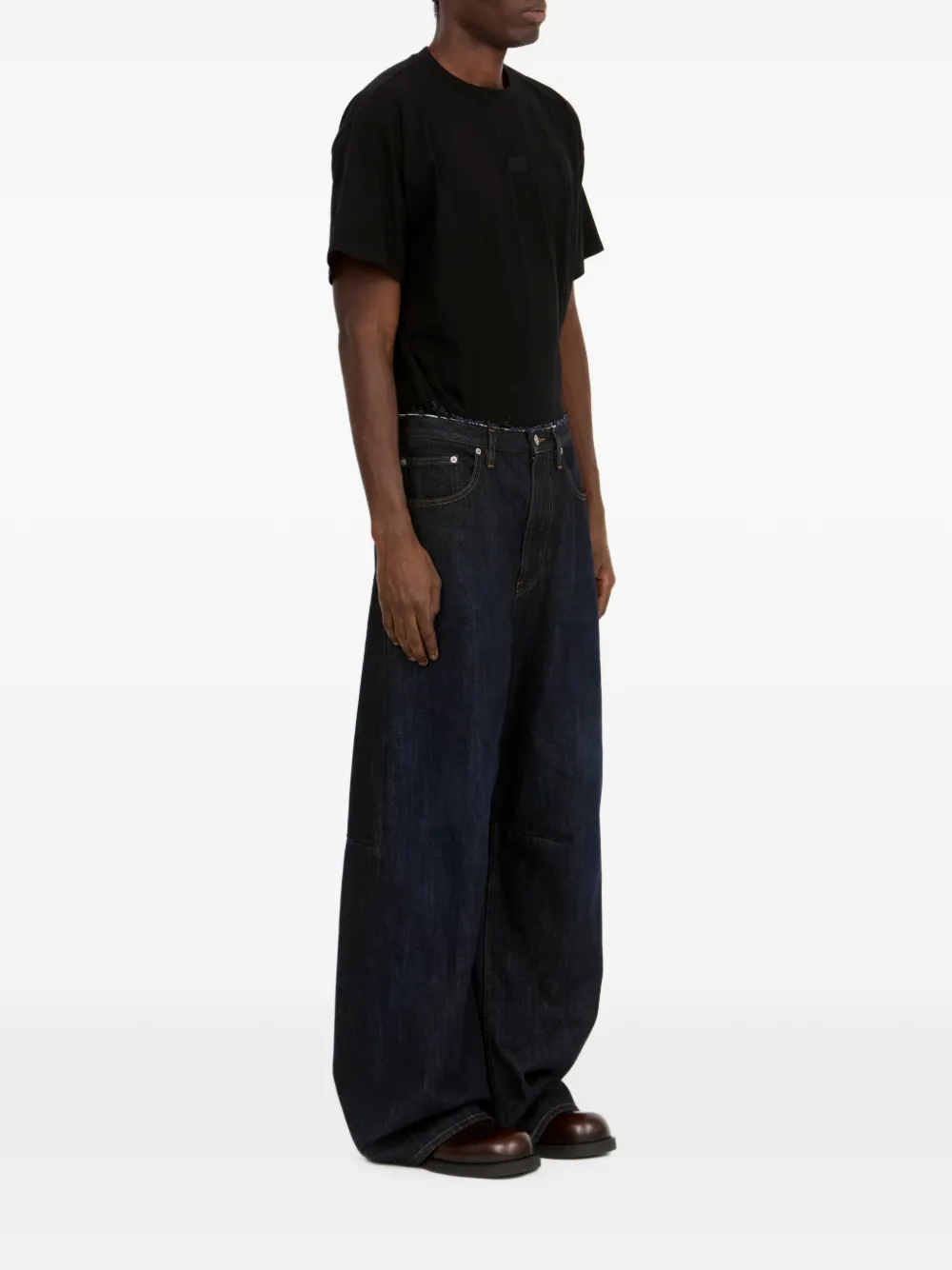 MM6 Maison Margiela frayed wide-leg jeans Blauw