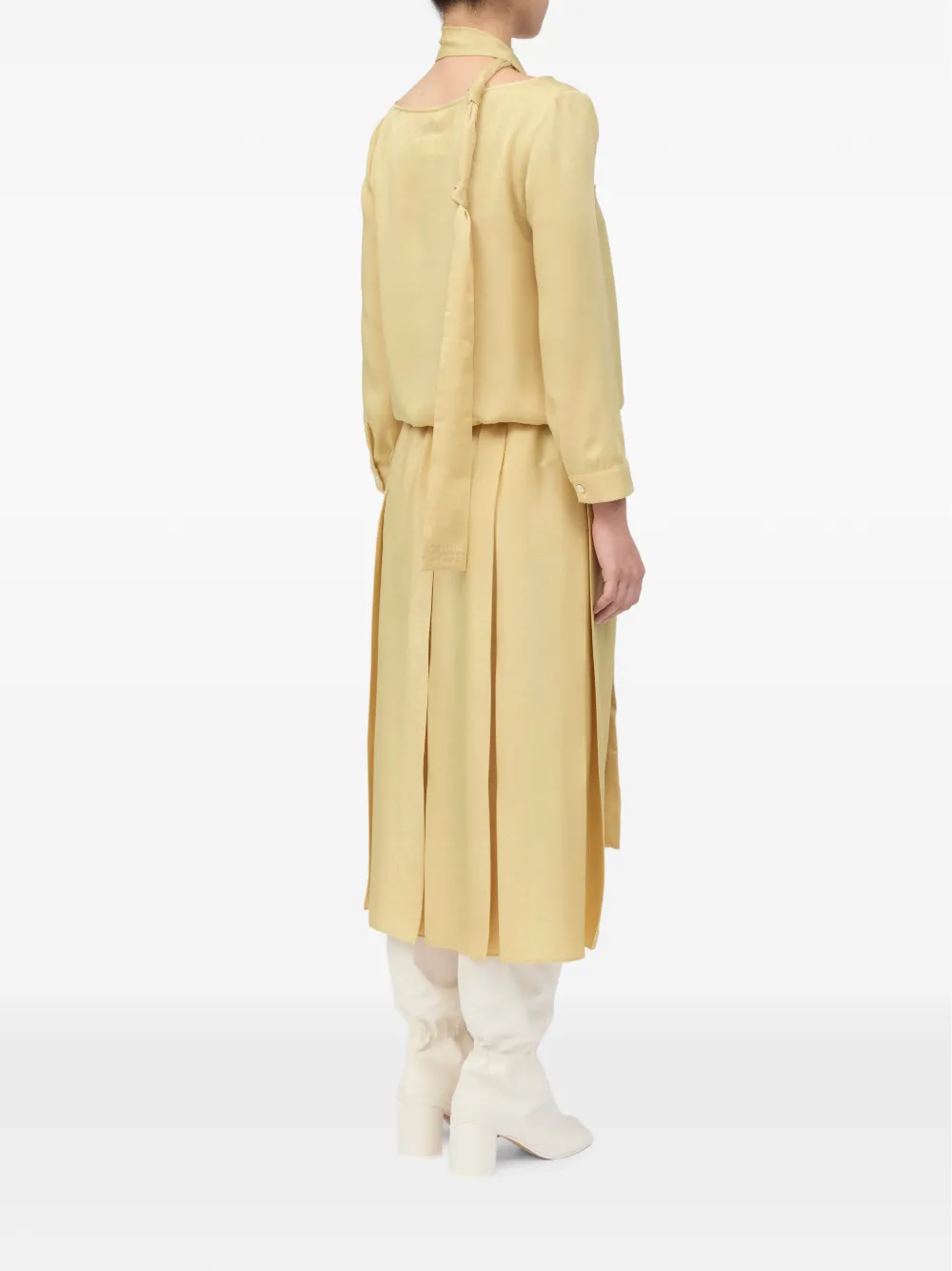 MM6 Maison Margiela Geplooide jurk met sjaaldetail Geel
