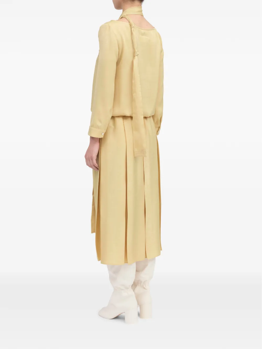 MM6 Maison Margiela Geplooide jurk met sjaaldetail Geel