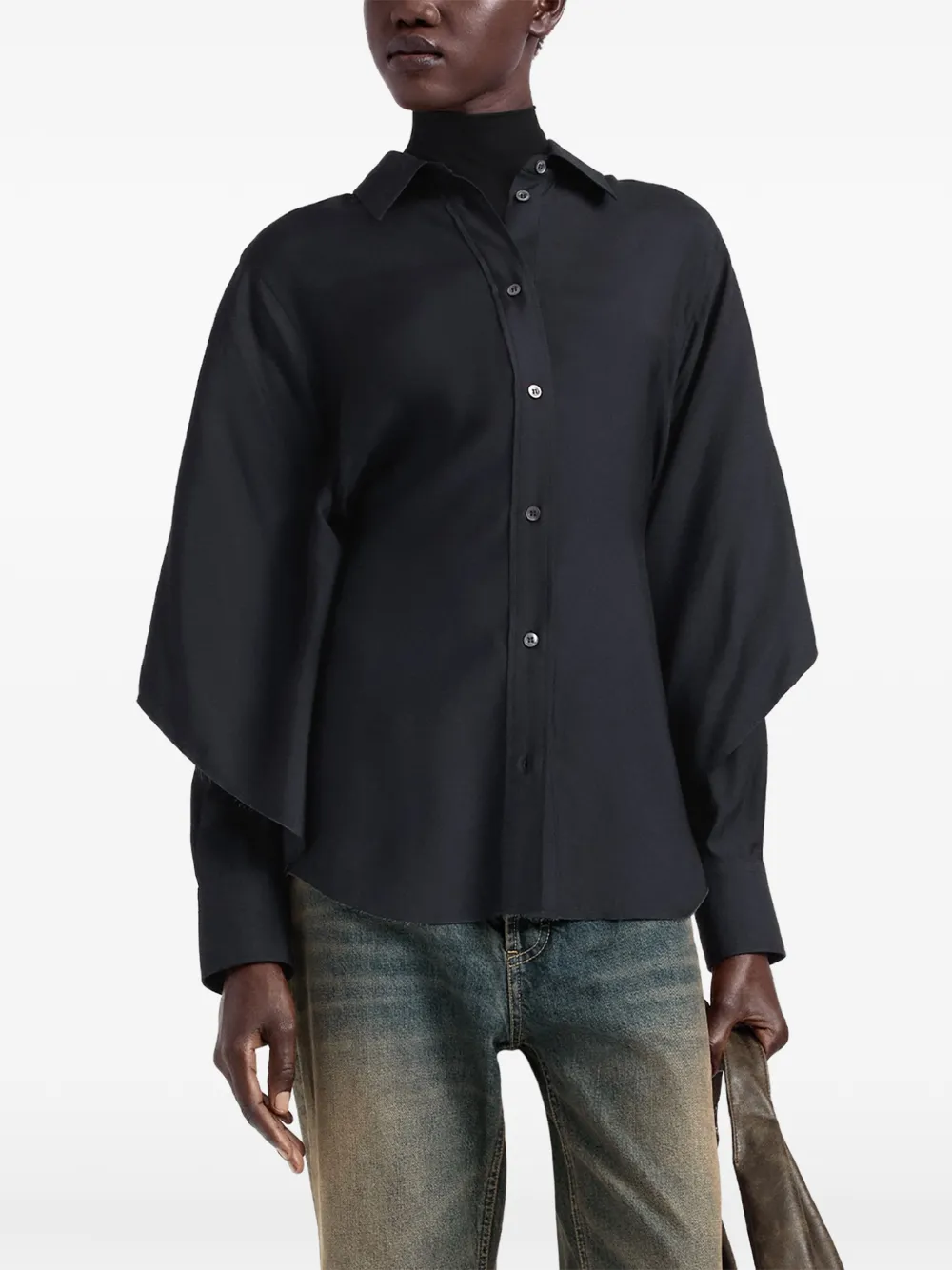 Maison Margiela Blouse met cape Zwart