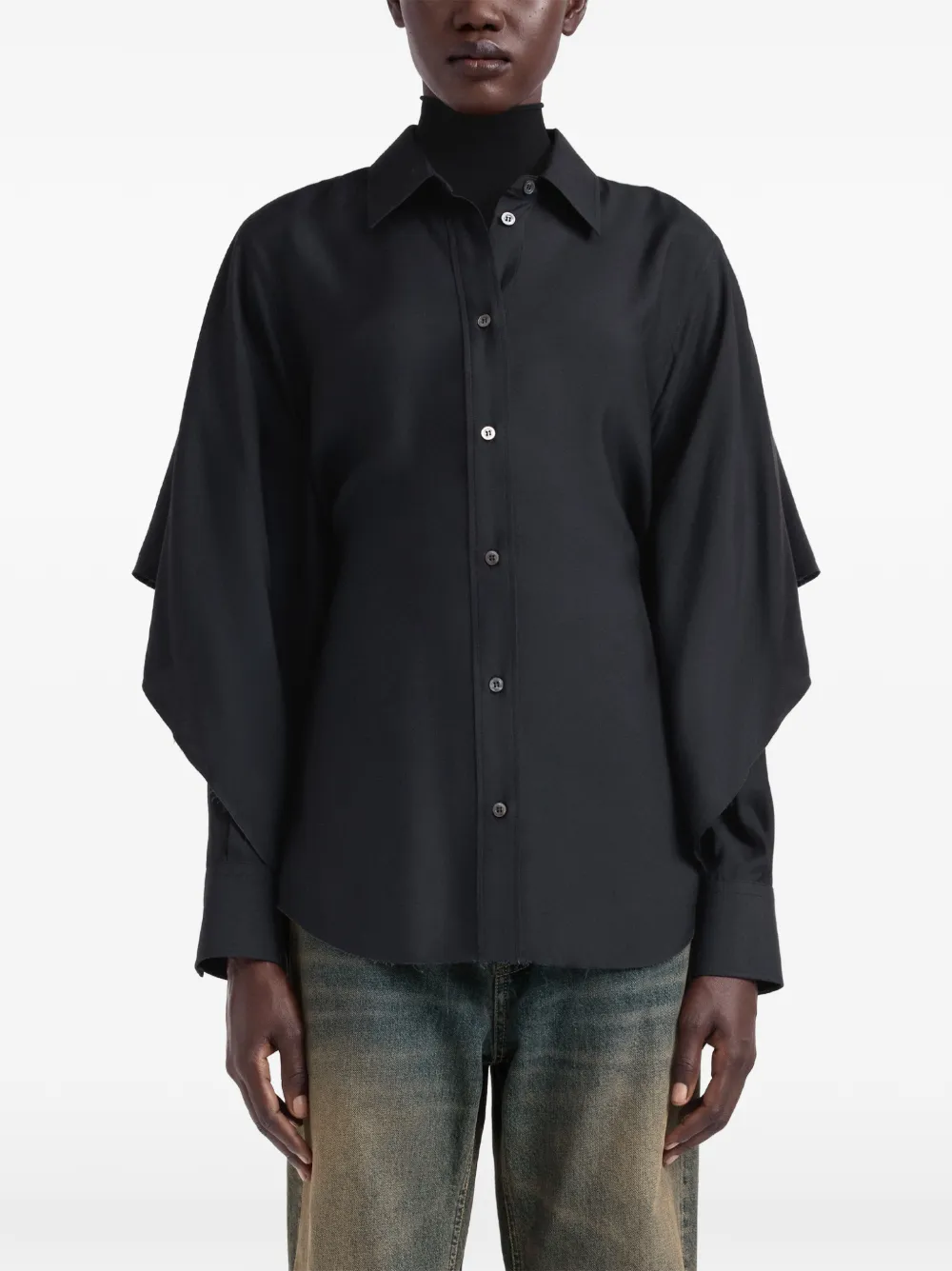 Maison Margiela Blouse met cape Zwart
