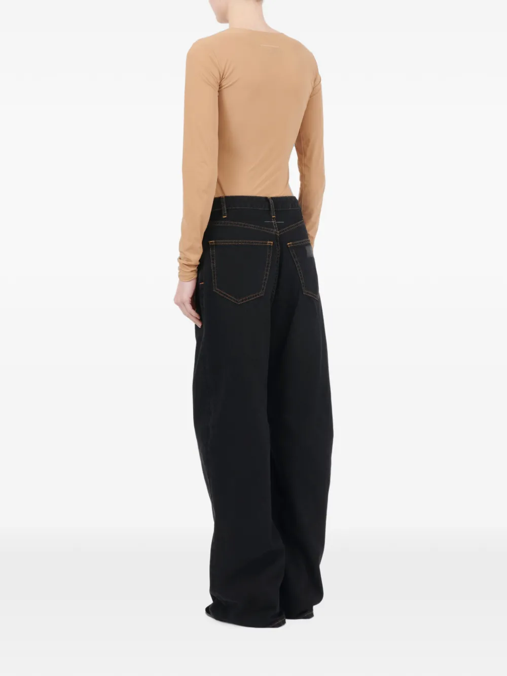 MM6 Maison Margiela Jeans met wijde pijpen en rug-aan-voorkant Zwart