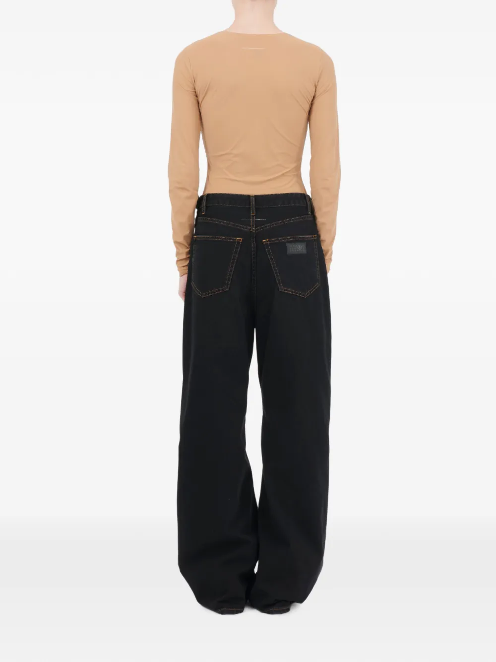 MM6 Maison Margiela Jeans met wijde pijpen en rug-aan-voorkant Zwart