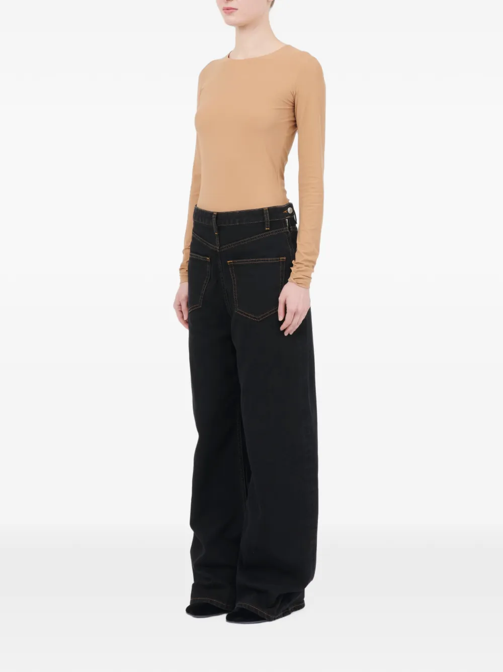 MM6 Maison Margiela Jeans met wijde pijpen en rug-aan-voorkant Zwart