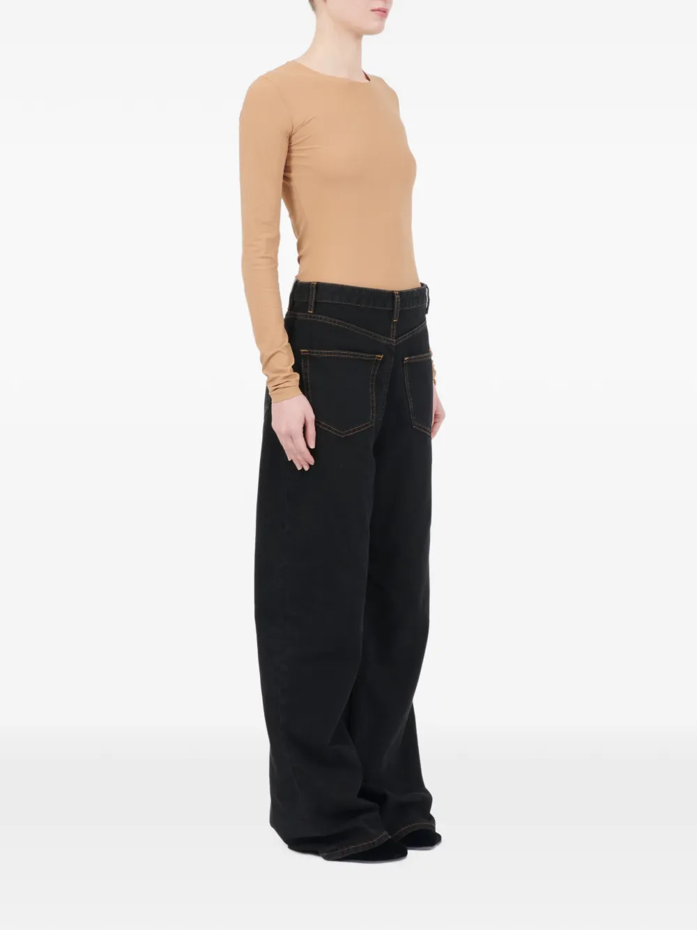 MM6 Maison Margiela Jeans met wijde pijpen en rug-aan-voorkant Zwart