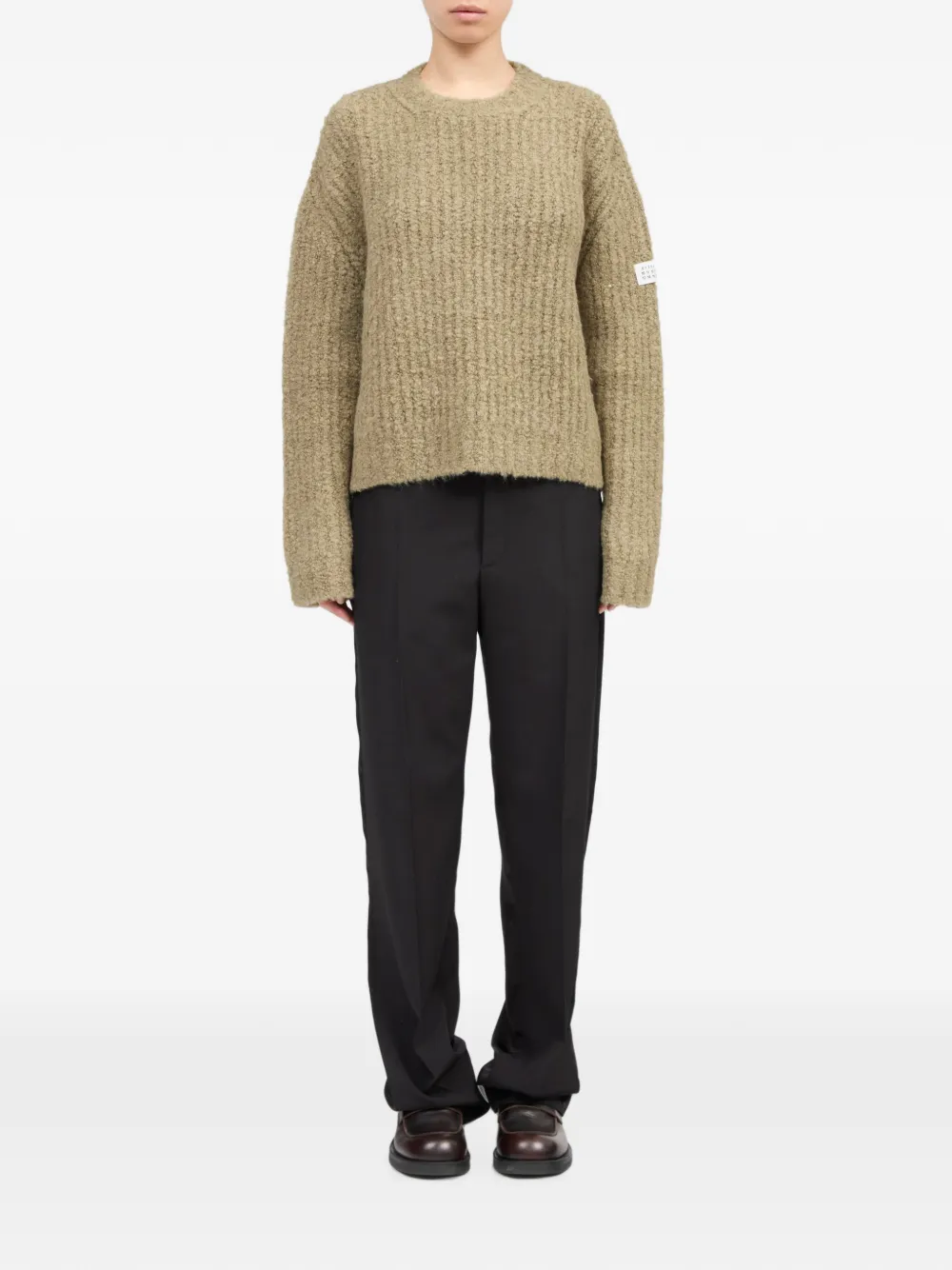 MM6 Maison Margiela long-sleeve bouclé-knit sweater Beige