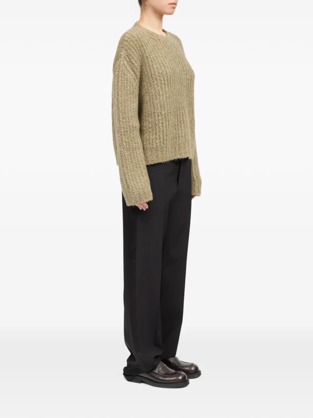 MM6 Maison Margiela long-sleeve bouclé-knit sweater Beige