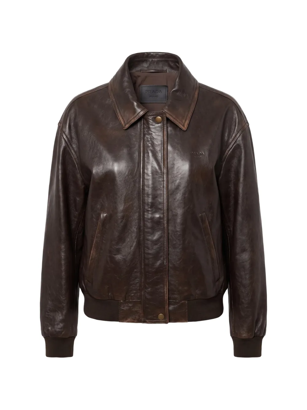 Prada Bomberjacke aus Leder - Braun