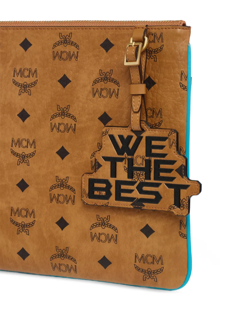 MCM x We The Best medium Visetos buidel met logoprint Bruin