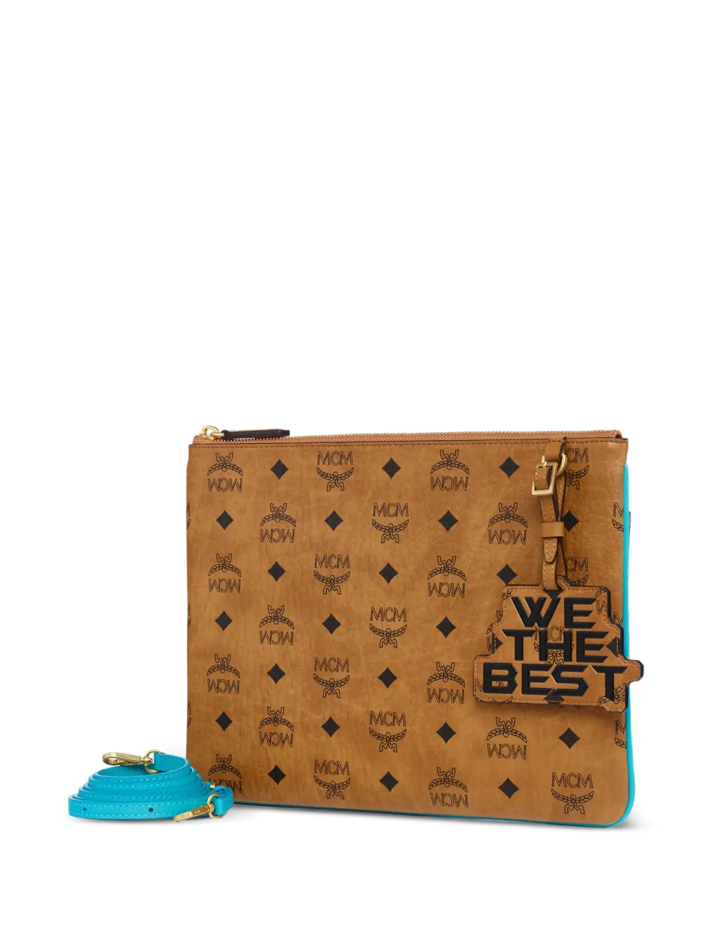 MCM x We The Best medium Visetos buidel met logoprint Bruin