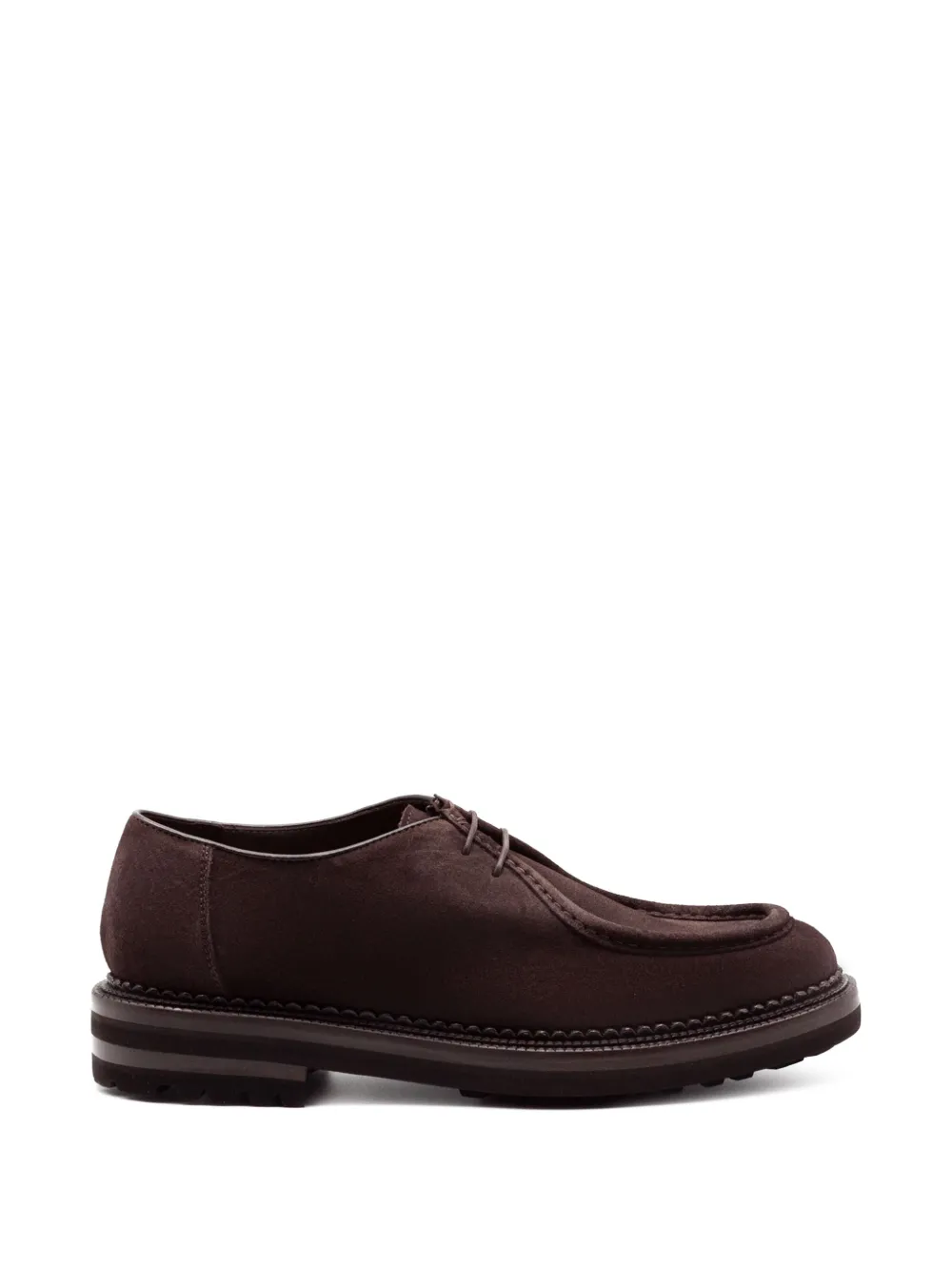 Green George Apron-toe Suede Derby Shoes In Braun