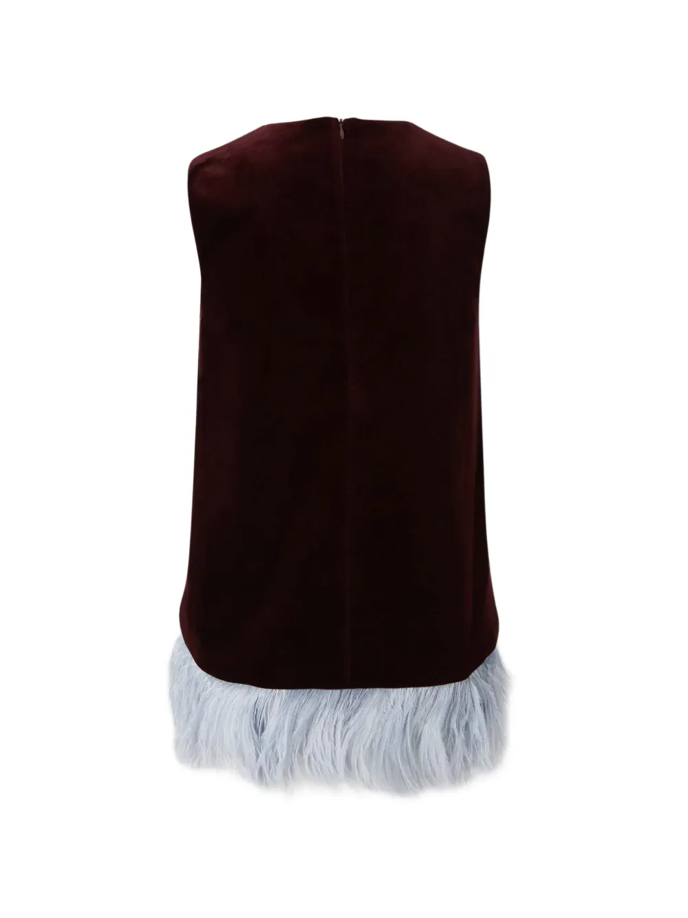 La DoubleJ La Scala feather-trim velvet top Rood