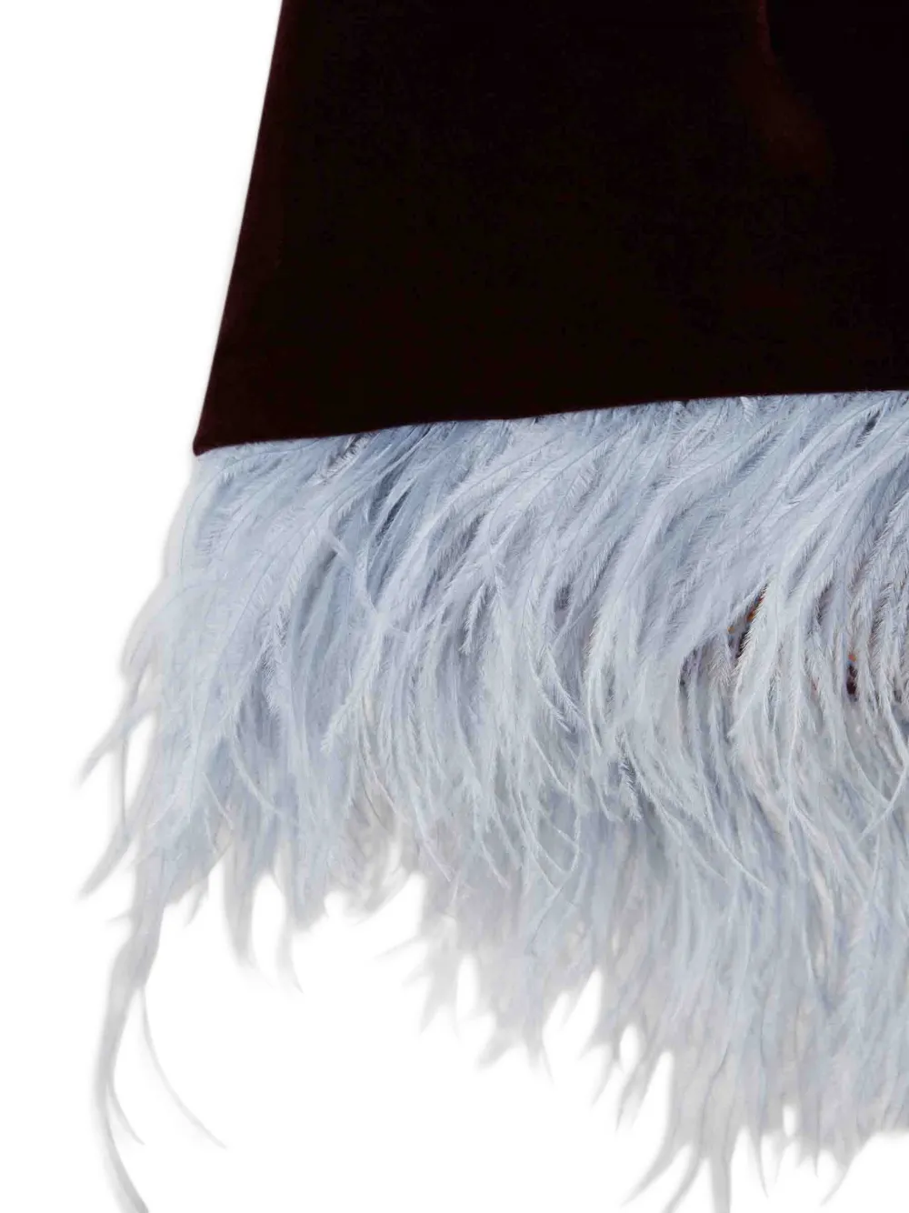 La DoubleJ La Scala feather-trim velvet top Rood