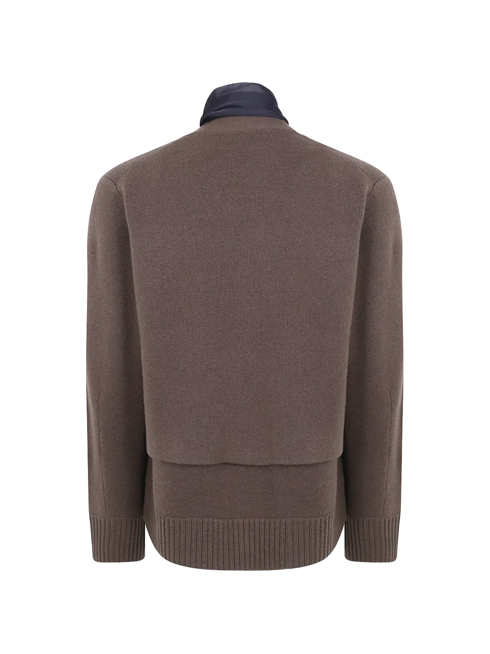 sacai Layered Wool Cardigan in Brown, view 2