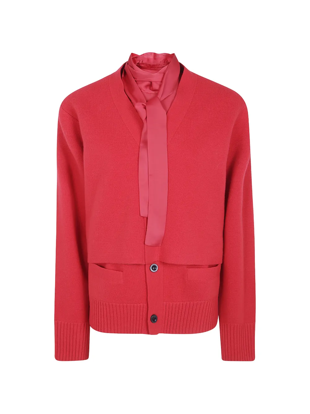 sacai tie-fastening layered cardigan - Rot