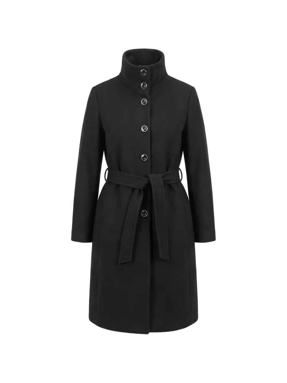 PINKO wool-blend coat with high neck and belt - Nero