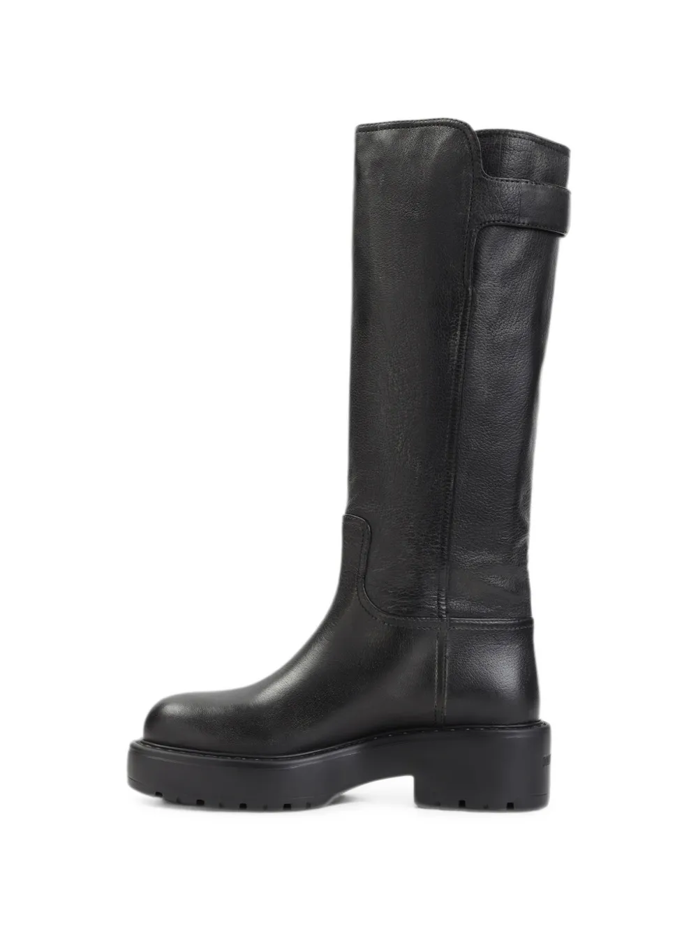 Miu buckle-detail logo-plaque boots Zwart