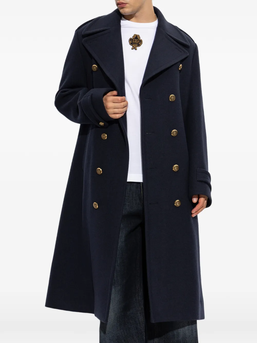 Dolce & Gabbana Wollen jas met dubbele rij knopen Blauw