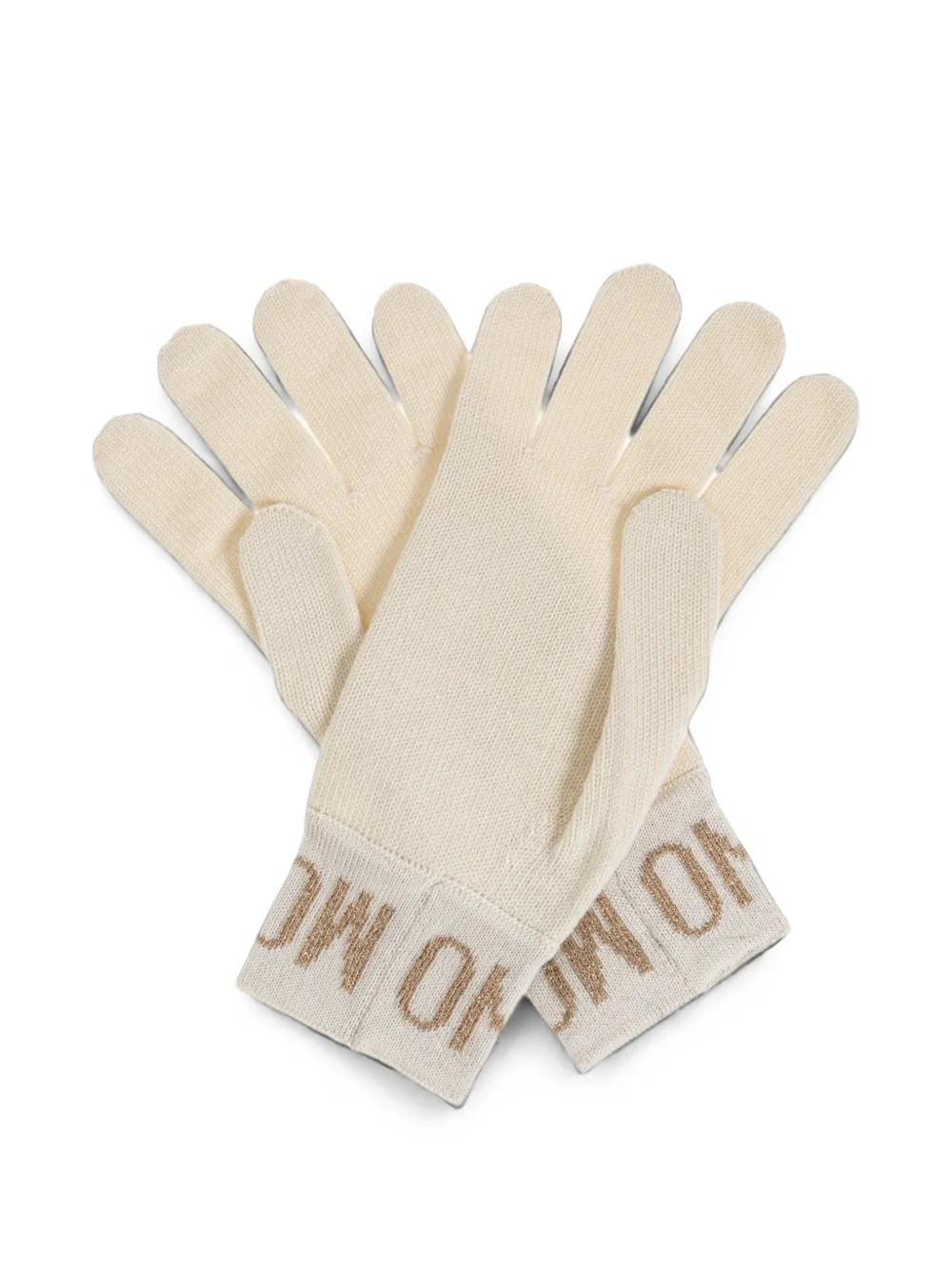 Moschino logo-intarsia knitted gloves Beige