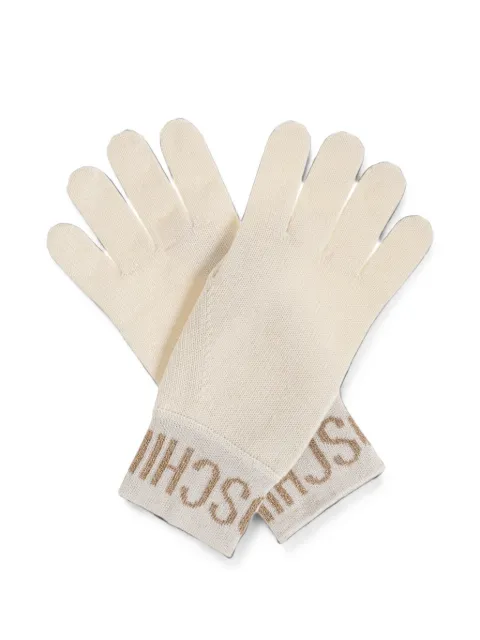 Moschino logo-intarsia knitted gloves