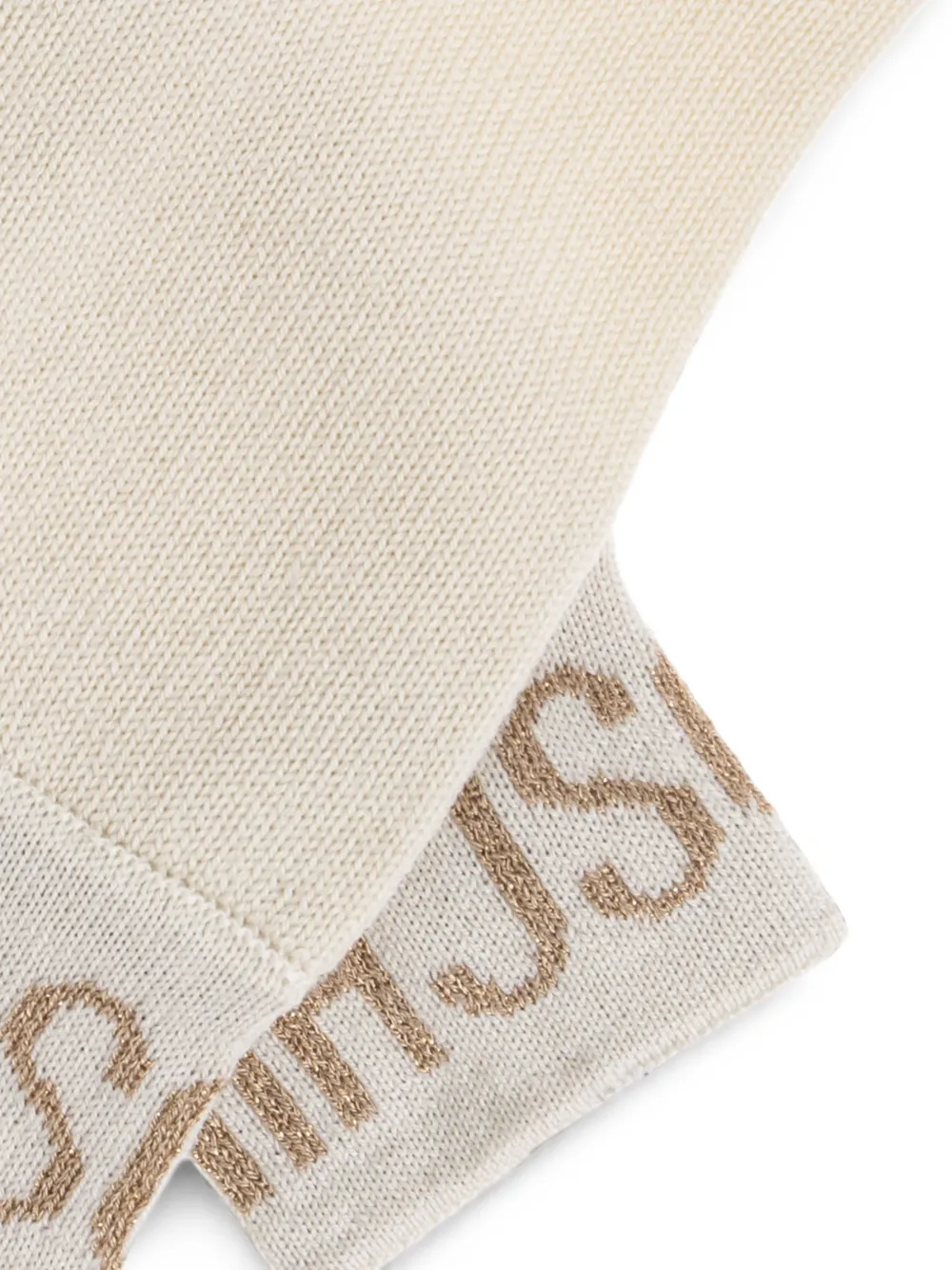 Moschino logo-intarsia knitted gloves Beige
