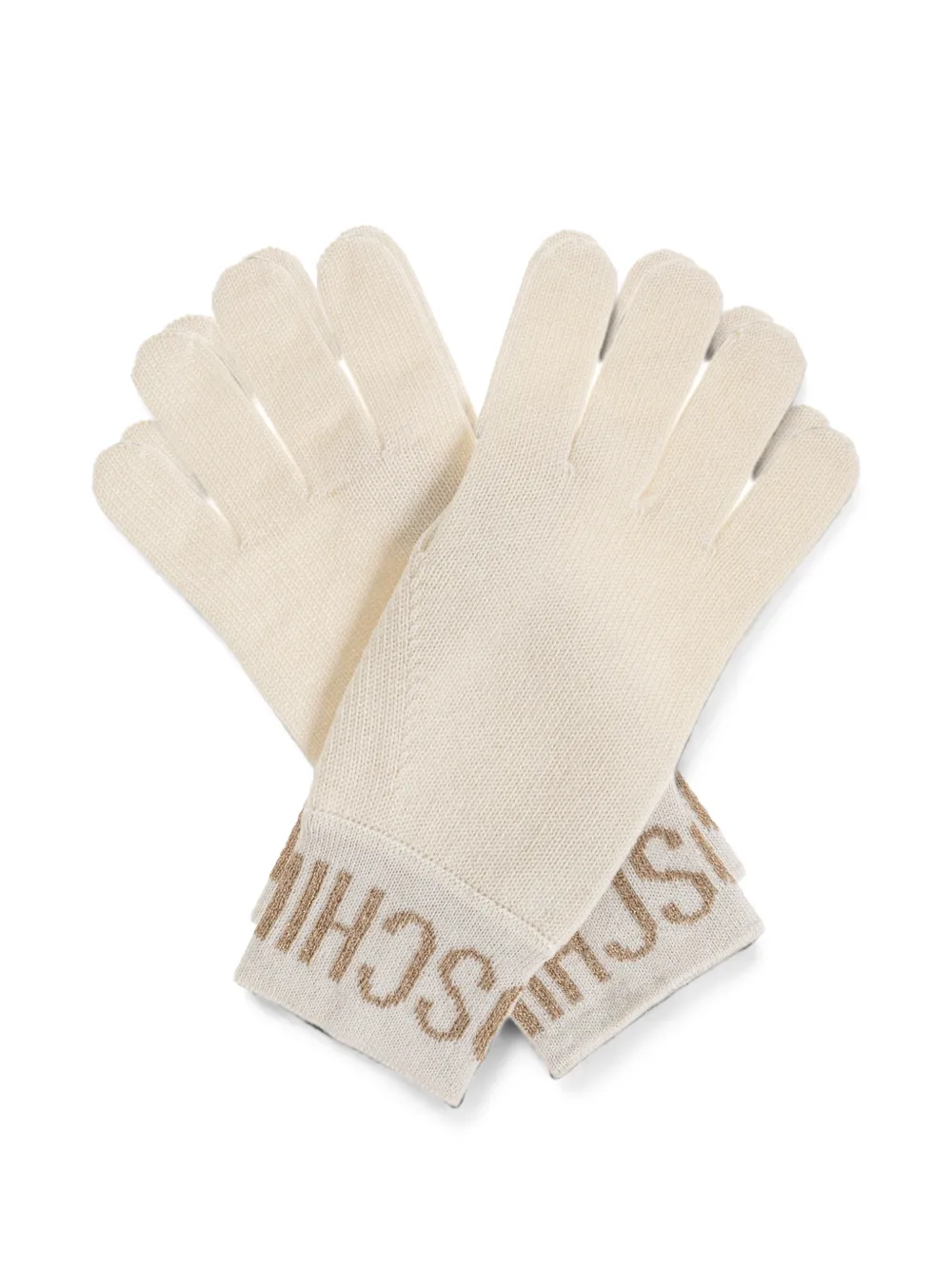 Moschino logo-intarsia knitted gloves - Nude