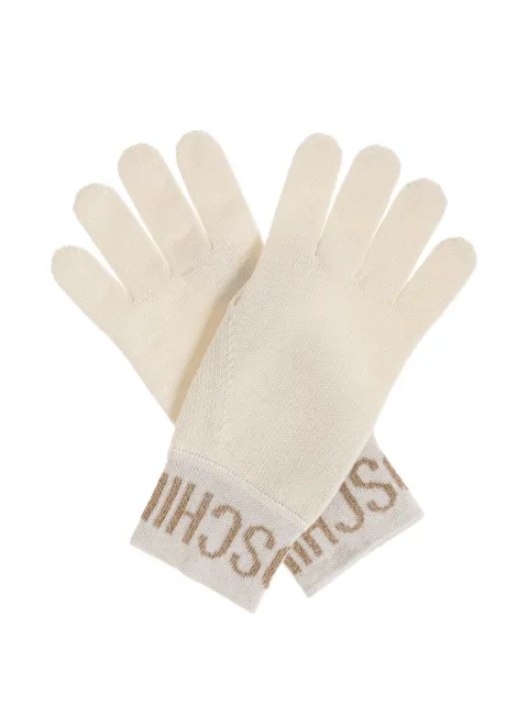 Moschino logo-intarsia knitted gloves