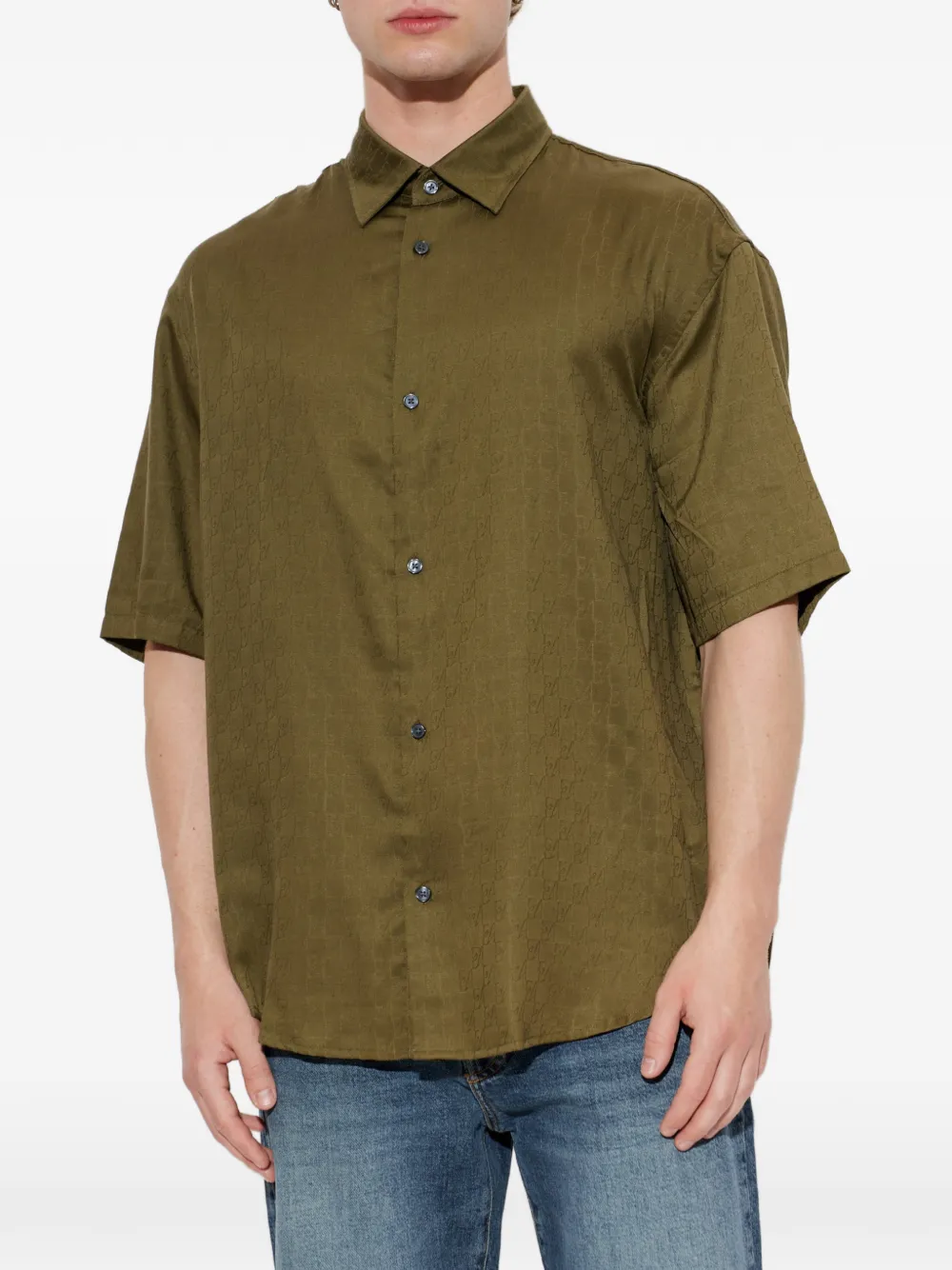 Emporio Armani Overhemd van lyocell-jacquard met regular-fit Groen
