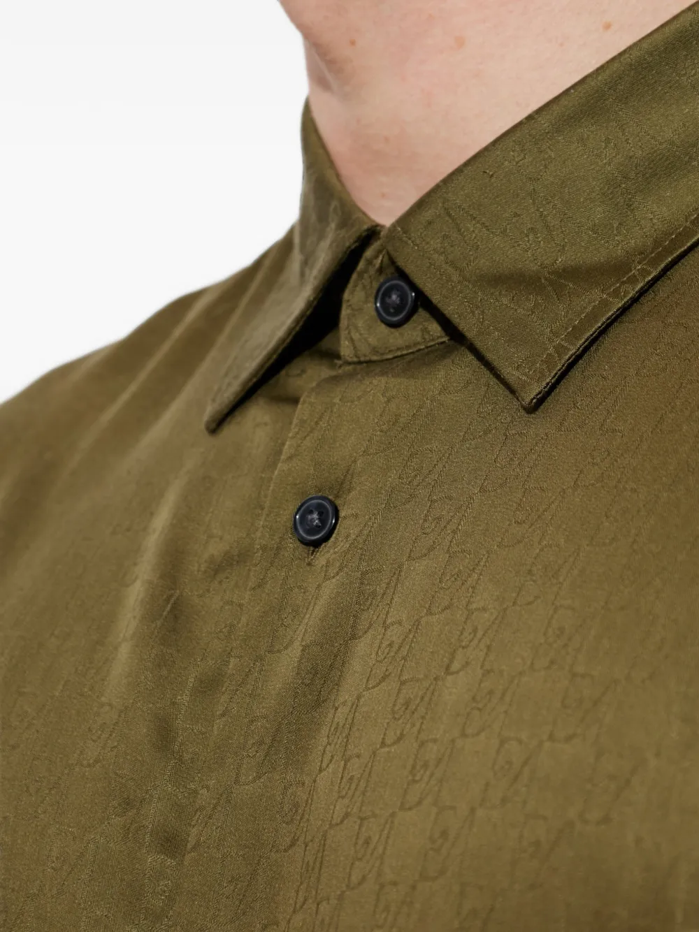 Emporio Armani Overhemd van lyocell-jacquard met regular-fit Groen