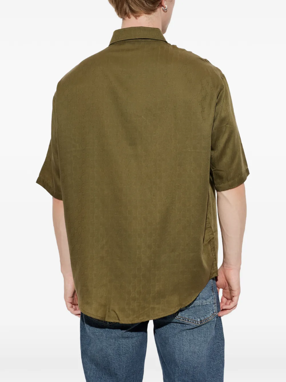 Emporio Armani Overhemd van lyocell-jacquard met regular-fit Groen