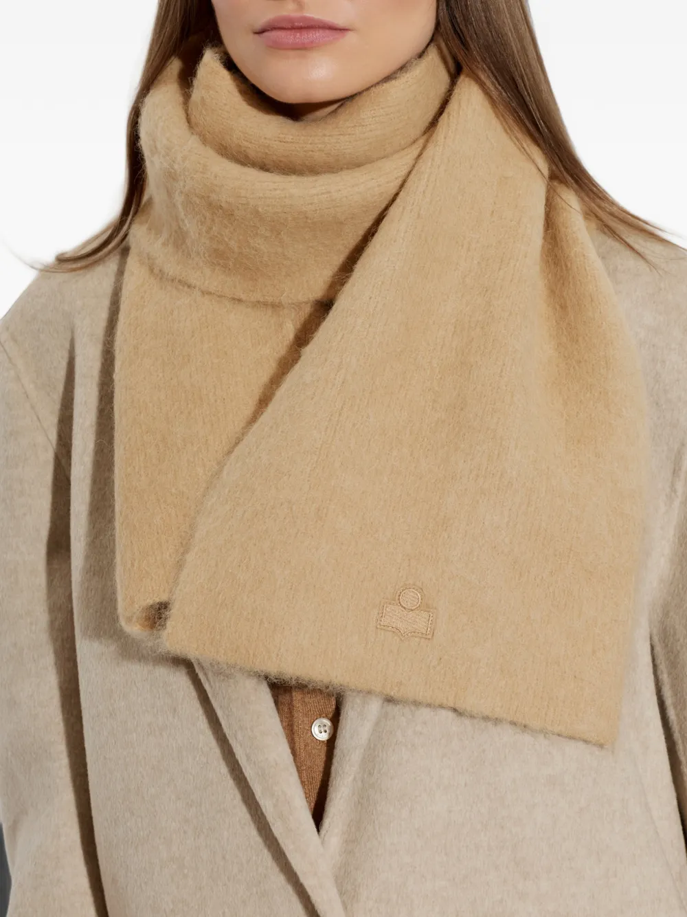 ISABEL MARANT Peliz sjaal met geborduurd logo Beige