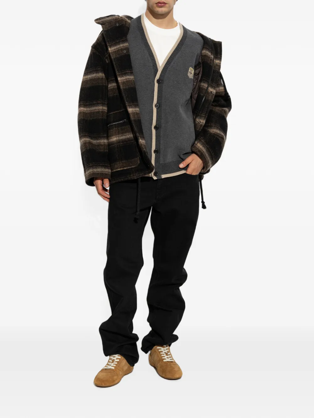 MARANT Kiril hooded check jacket Zwart