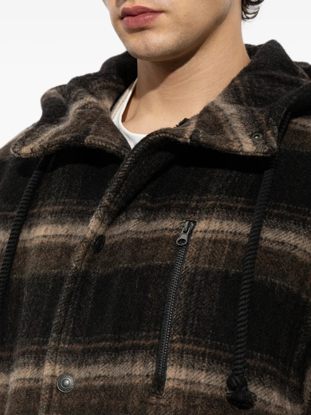 MARANT Kiril hooded check jacket Zwart