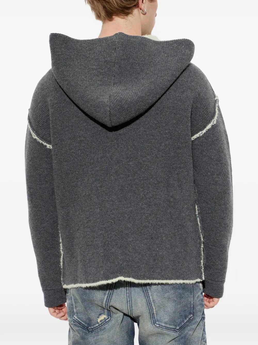 Diesel Hoodie met dubbele textuur en rits Grijs