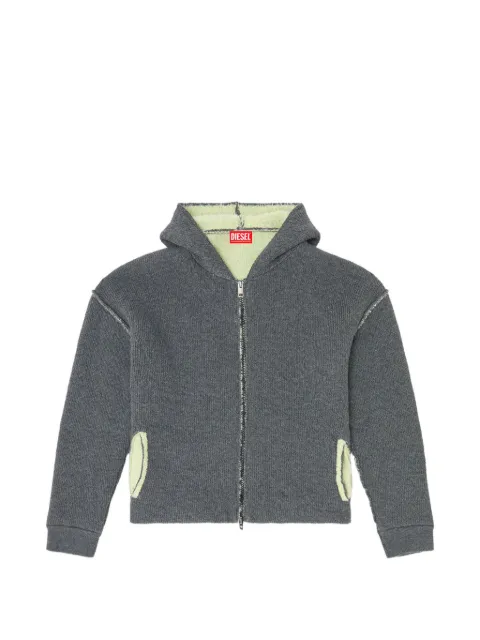 Diesel zip-up hoodie in dual-texture knit
