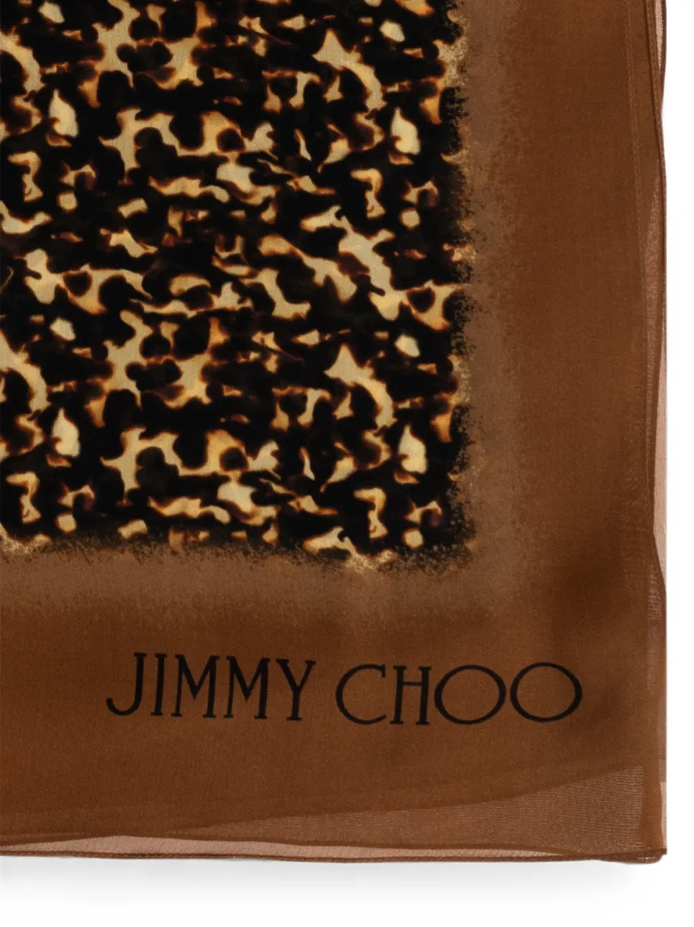 Jimmy Choo Zijden sjaal met dierenpatroon Bruin