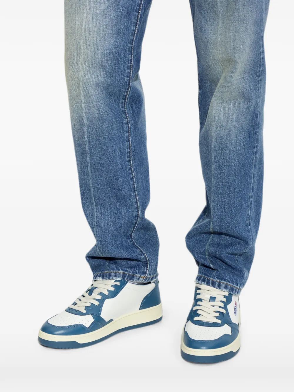 Autry Medalist low bicolor sneakers in white and mallard blue leather Wit