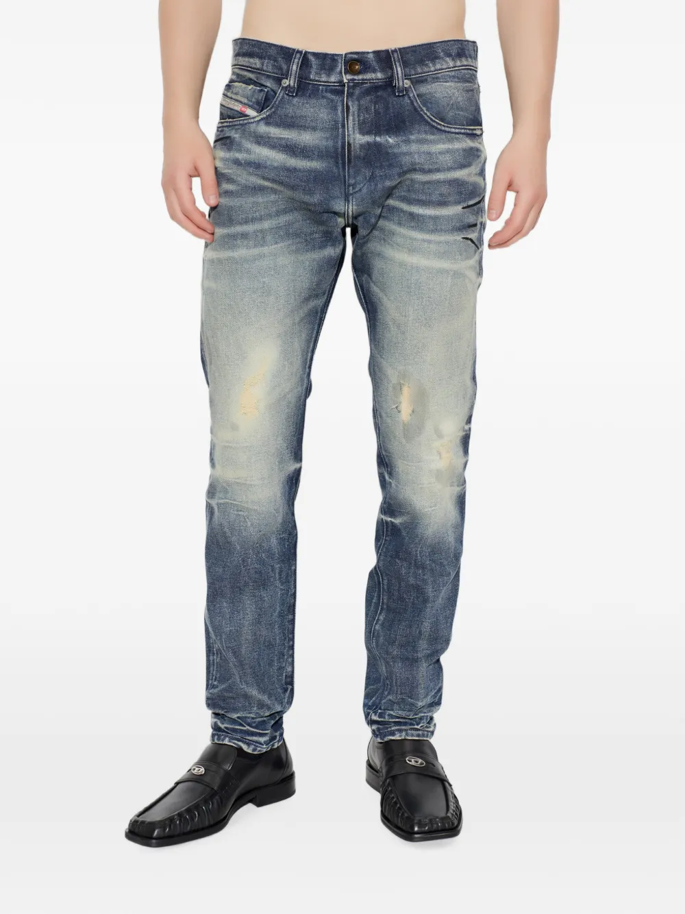 Diesel 2019 D-Strukt gerafelde jeans Blauw