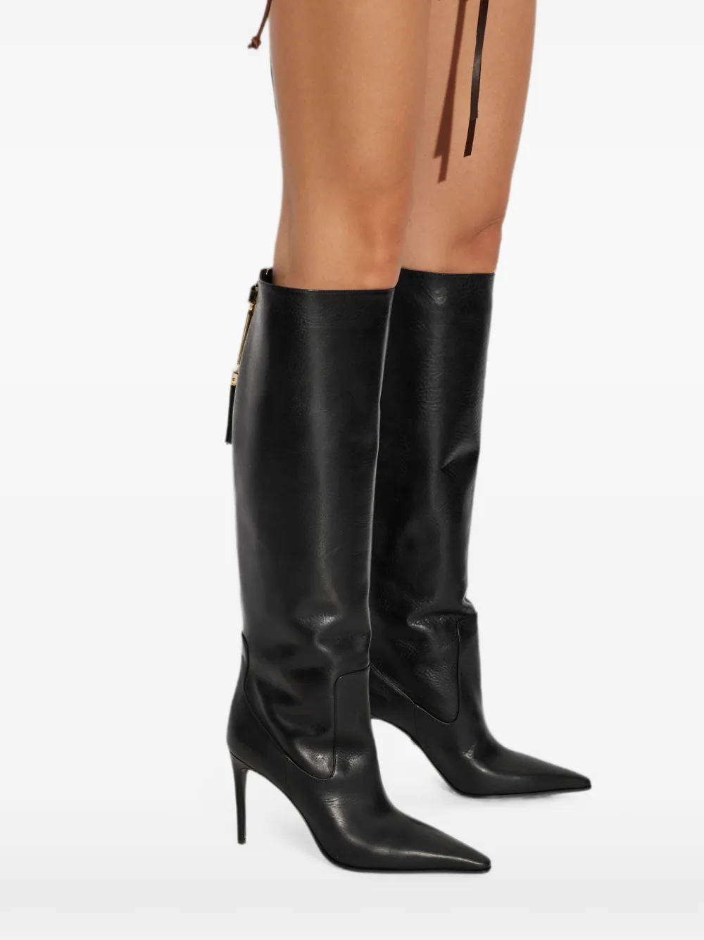 DSQUARED2 pointed-toe zip-fastening knee-high boots Zwart