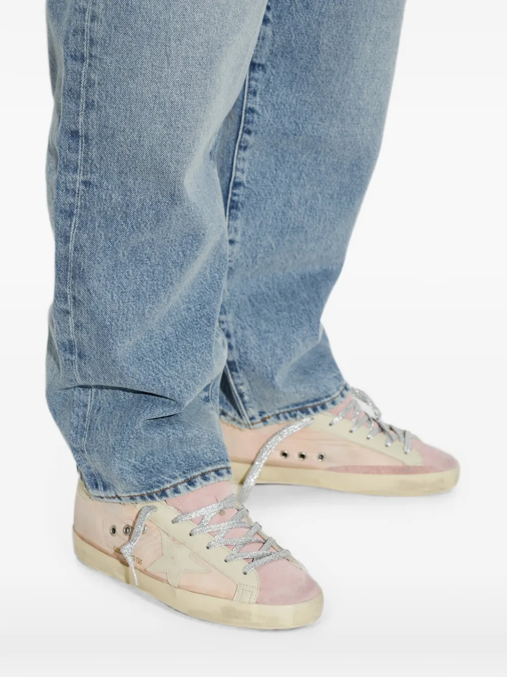 Golden Goose Super-Star distressed sneakers Roze