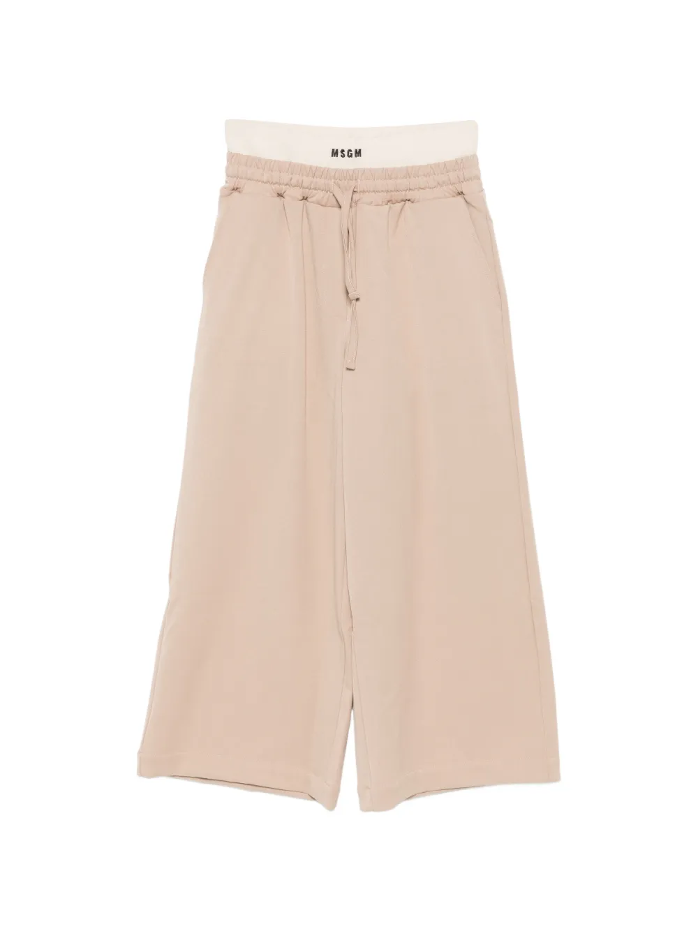 MSGM Kids logo-waistband drawstring trousers Beige