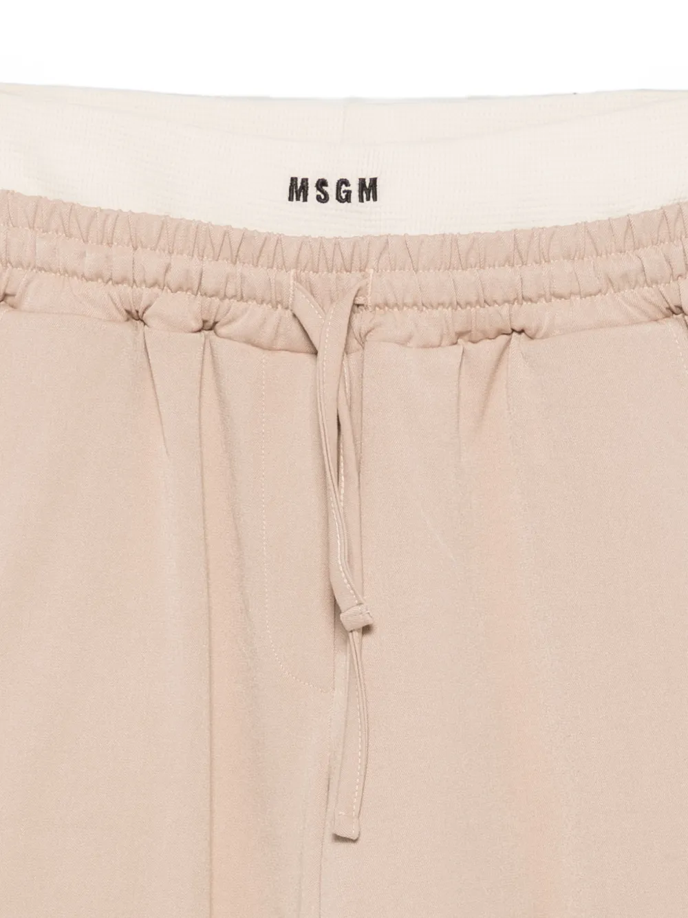 MSGM Kids logo-waistband drawstring trousers Beige